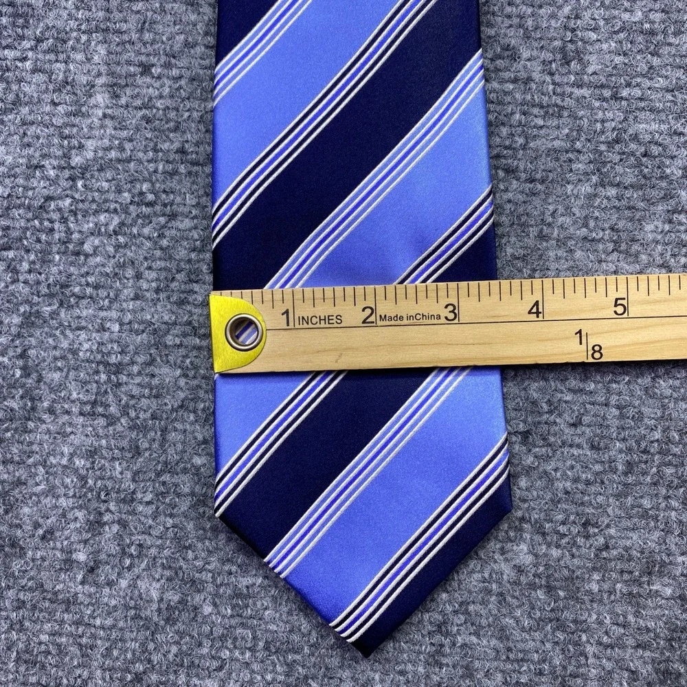 Stafford Mens Silk Tie Lot 2 Black‎ Plaid Purple Blue Striped Performance Preppy